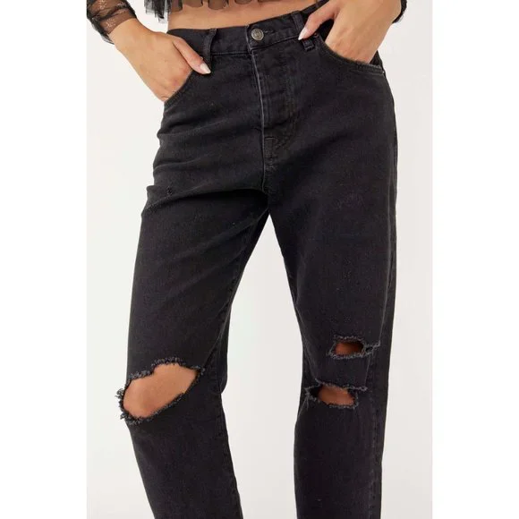🎉LAST CHANCE🎉 NWT Free People Bren Boyfriend Jean / Black Magic - Picture 5 of 7